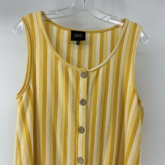 W5 Marigold Yellow Striped Tie Front Blouse Medium - Picture 3 of 6